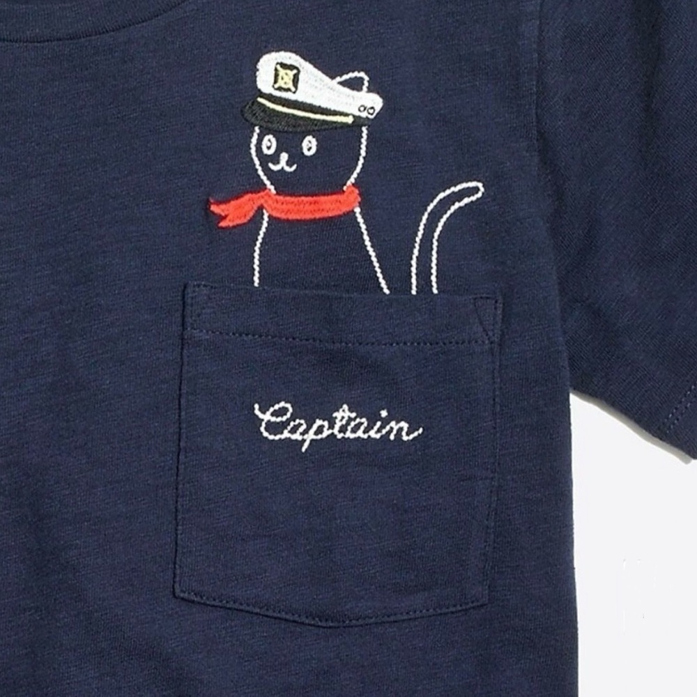J Crew Factory Captain Kitty collector tee Navy Blue Size Large